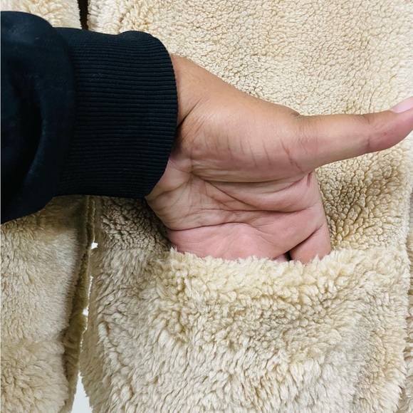 FASHION FAUX FURRED BEIGE ZIPPER HOODIE FOR WOMEN’S - Picture 5 of 8